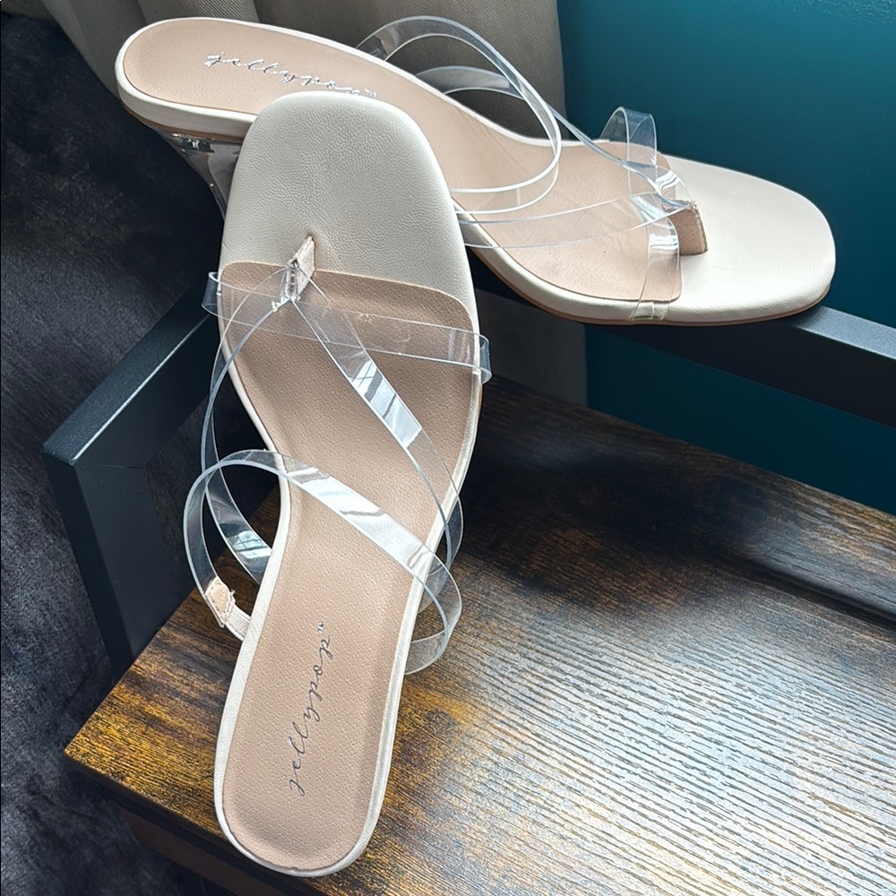 Jellypop Women's Clear Strap Sandals Size 7.5